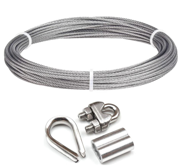 7 X 7 Strand 2mm/3mm/4mm/5mm To 22mm Steel Wire Rope With Eyelect Kit for Fix Overhead Sectional Door